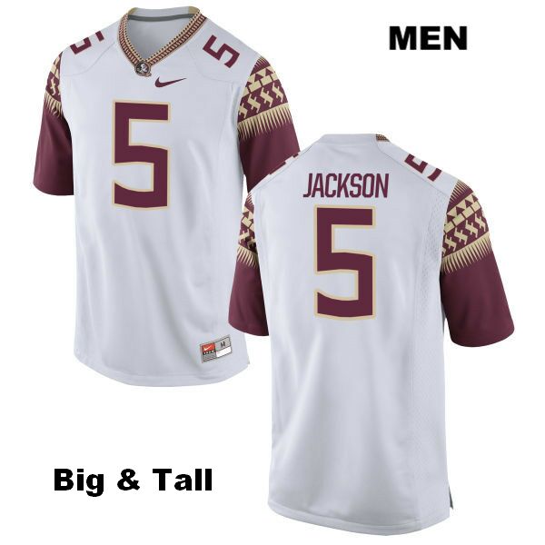 Men's NCAA Nike Florida State Seminoles #5 Dontavious Jackson College Big & Tall White Stitched Authentic Football Jersey GEX4169FY